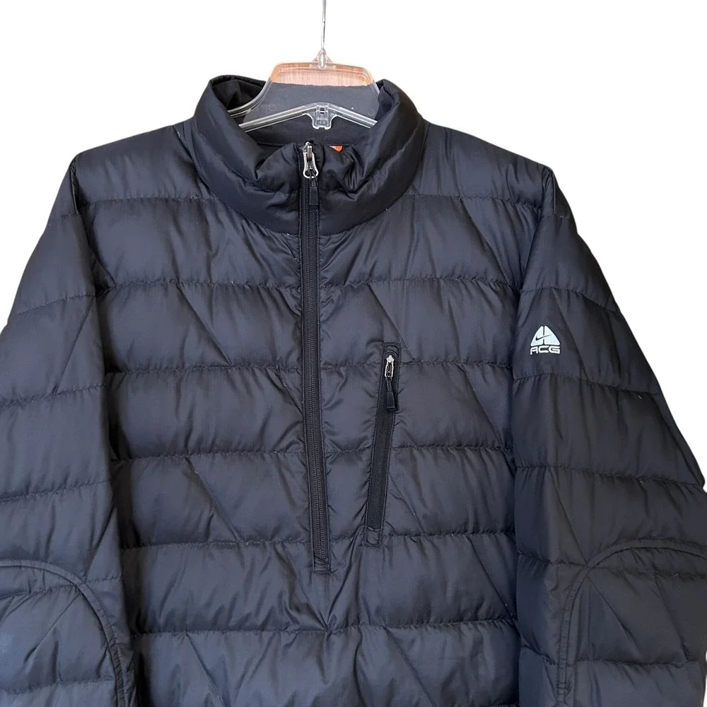 Nike ACG Men's Quilted Half-Zip Jacket Size XL Black Goose Down Outdoor Gorpcore